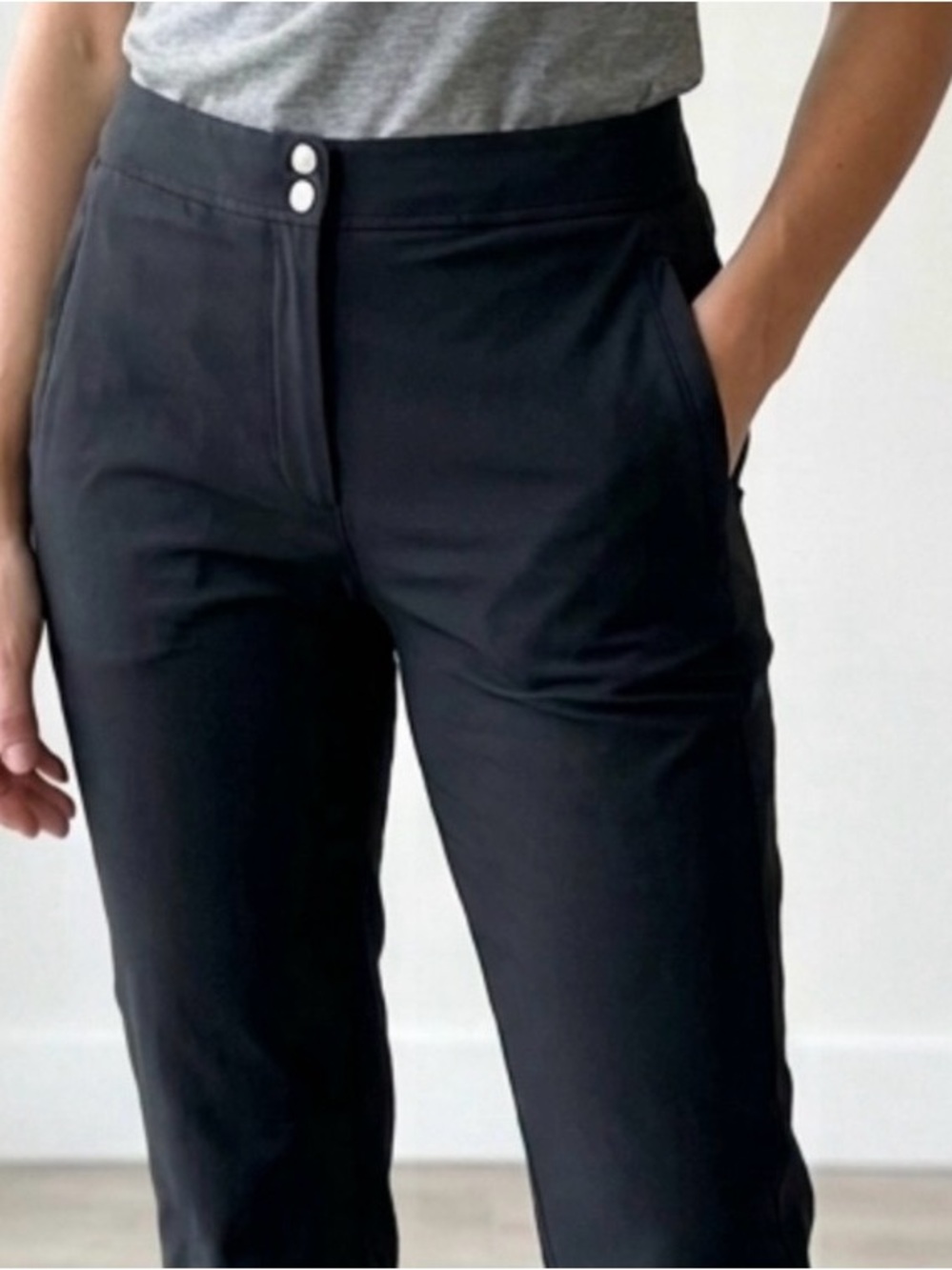 Vintage NIKE Dri Fit Training Black Pants Double Snap Waist , Zip Pockets Size M
